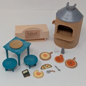 Calico Critters Village Pizzeria Replacement Oven Food Pizza Table Stools